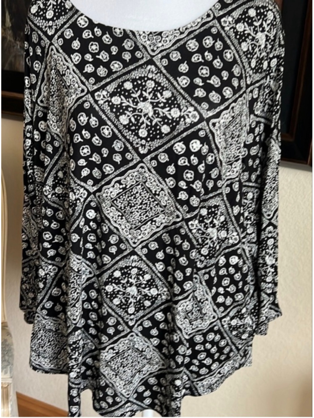 NWT Philosophy Black & White Bandana Print Tunic Top 3X